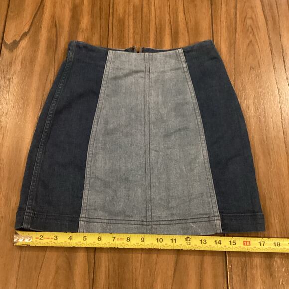 free people modern femme 2  TWO TONE DENIM MINI SKIRT size 0 - Picture 4 of 8